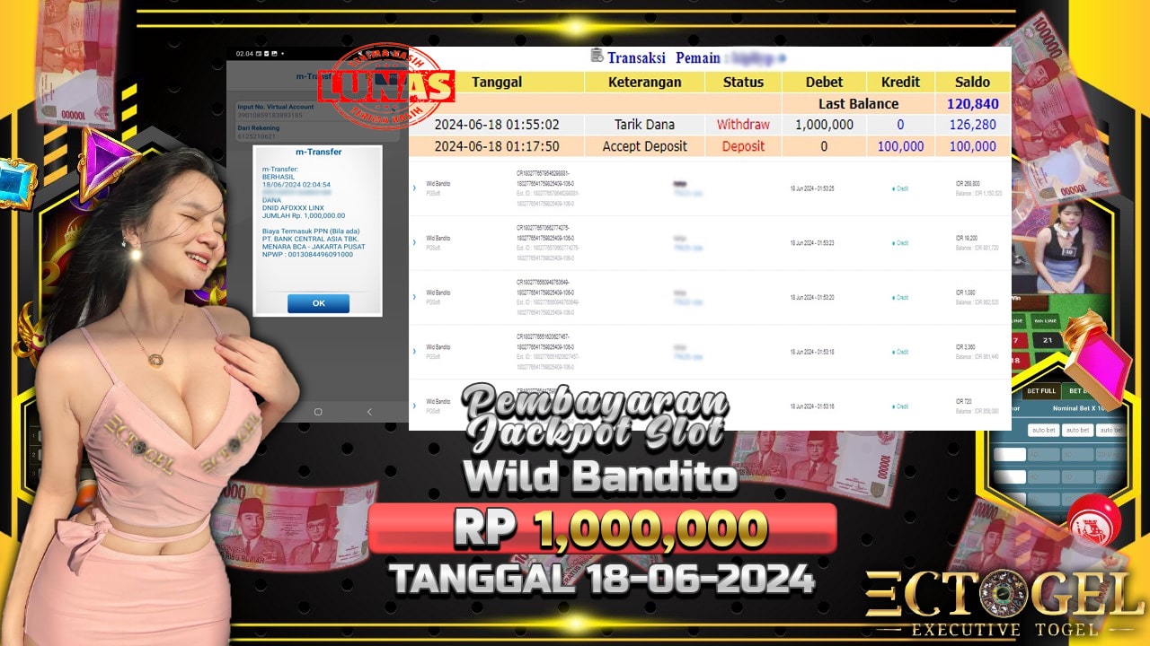 BUKTI JACKPOT SLOT WILD BANDITO TERPERCAYA DI INDONESIA TGL 18-06-2024