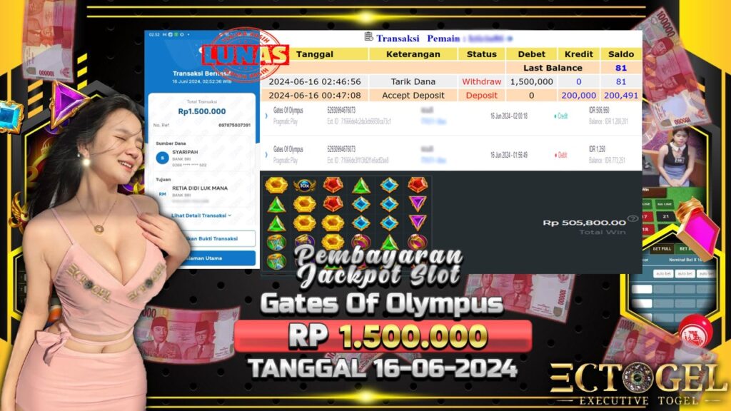 BUKTI JACKPOT SLOT GATES OF OLYMPUS TERPERCAYA DI INDONESIA TGL 16-06-2024